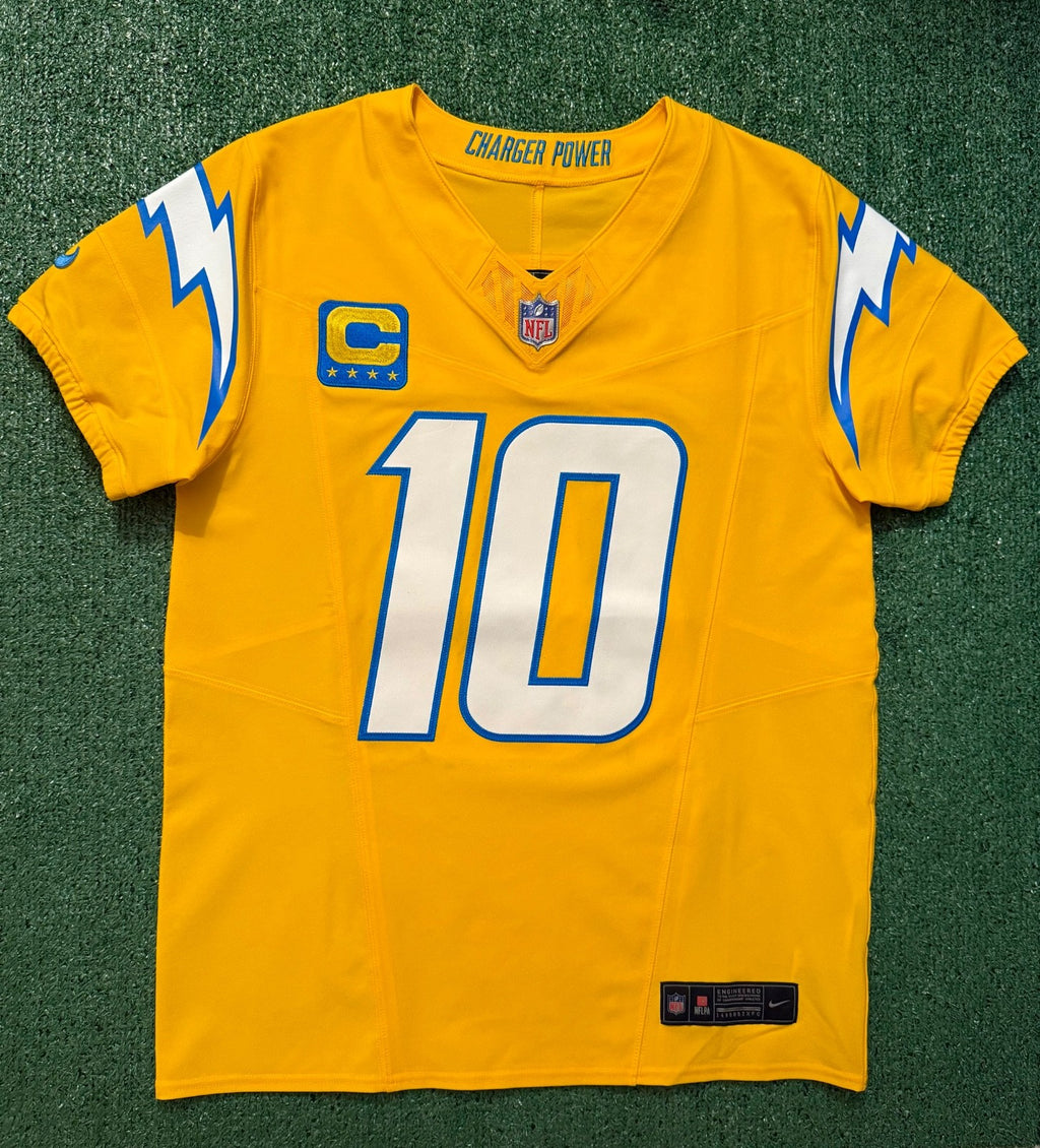 Justin Herbert Los Angeles Chargers Jersey #10 Nike Vapor Fuse Elite Gold Size 40 (M) NFL