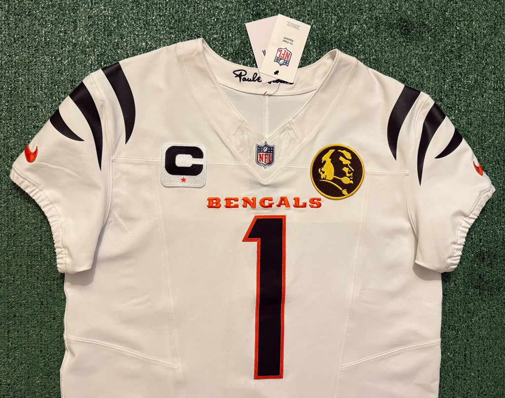 Ja'Marr Chase Cincinnati Bengals Jersey #1 Nike Vapor Fuse Elite White Size 44 (L) NFL