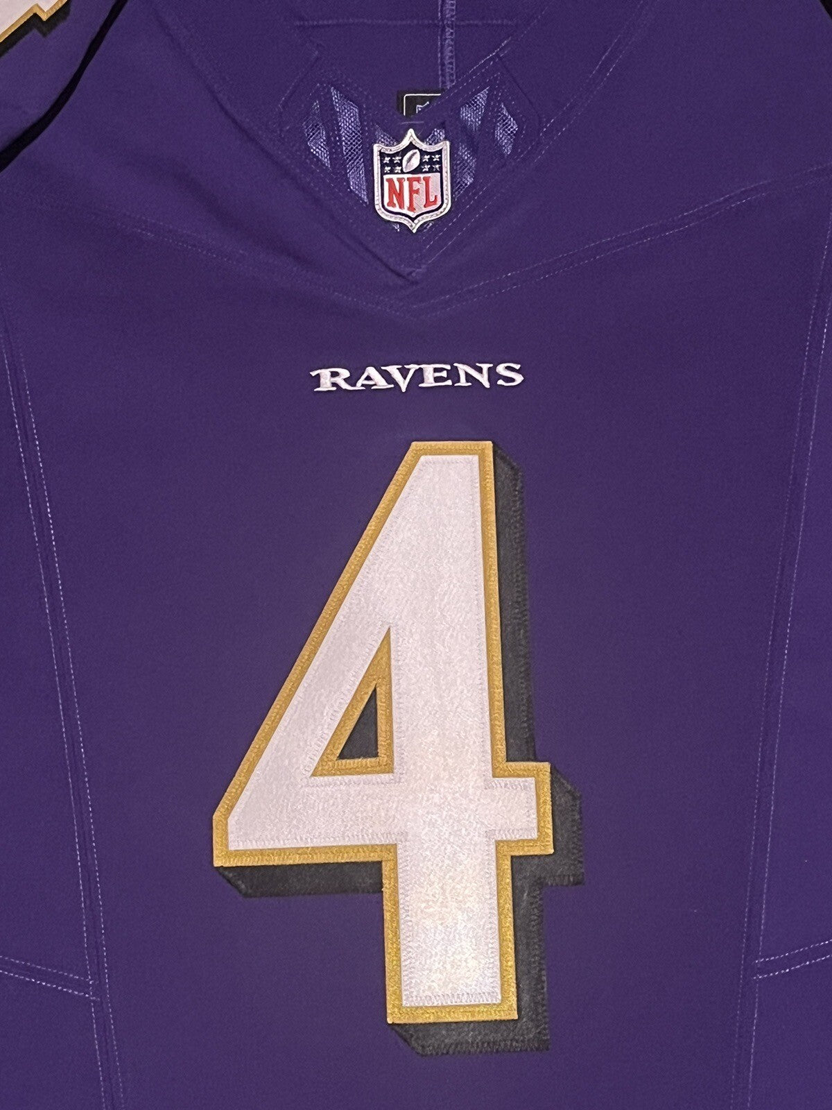 Zay Flowers Baltimore Ravens Jersey #4 Nike Vapor FUSE Elite Purple Size 44 (L) NFL
