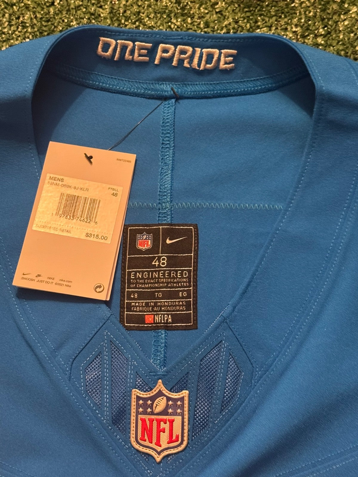 Penei Sewell Detroit Lions Jersey #58 Nike Vapor FUSE Elite Blue 48 (XL) NFL