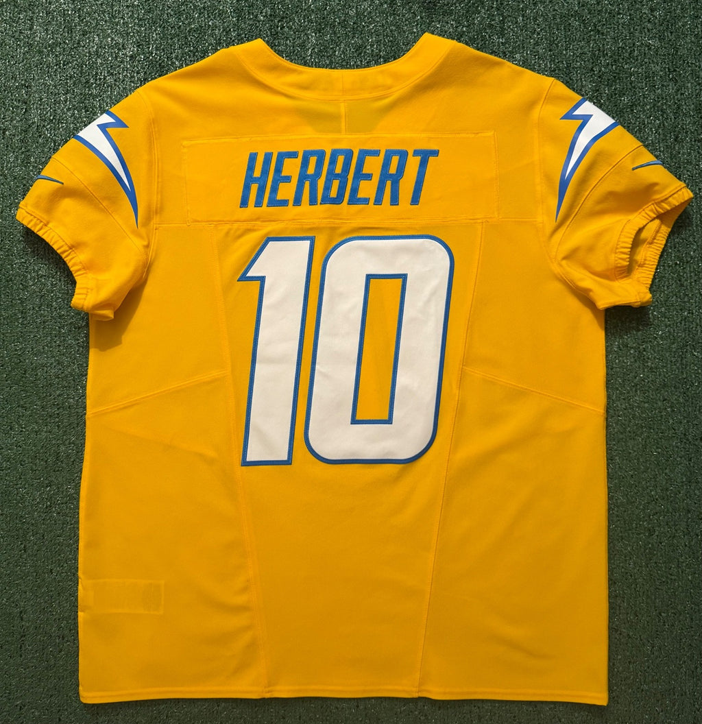 Justin Herbert Los Angeles Chargers Jersey #10 Nike Vapor Fuse Elite Gold Size 48 (XL) NFL
