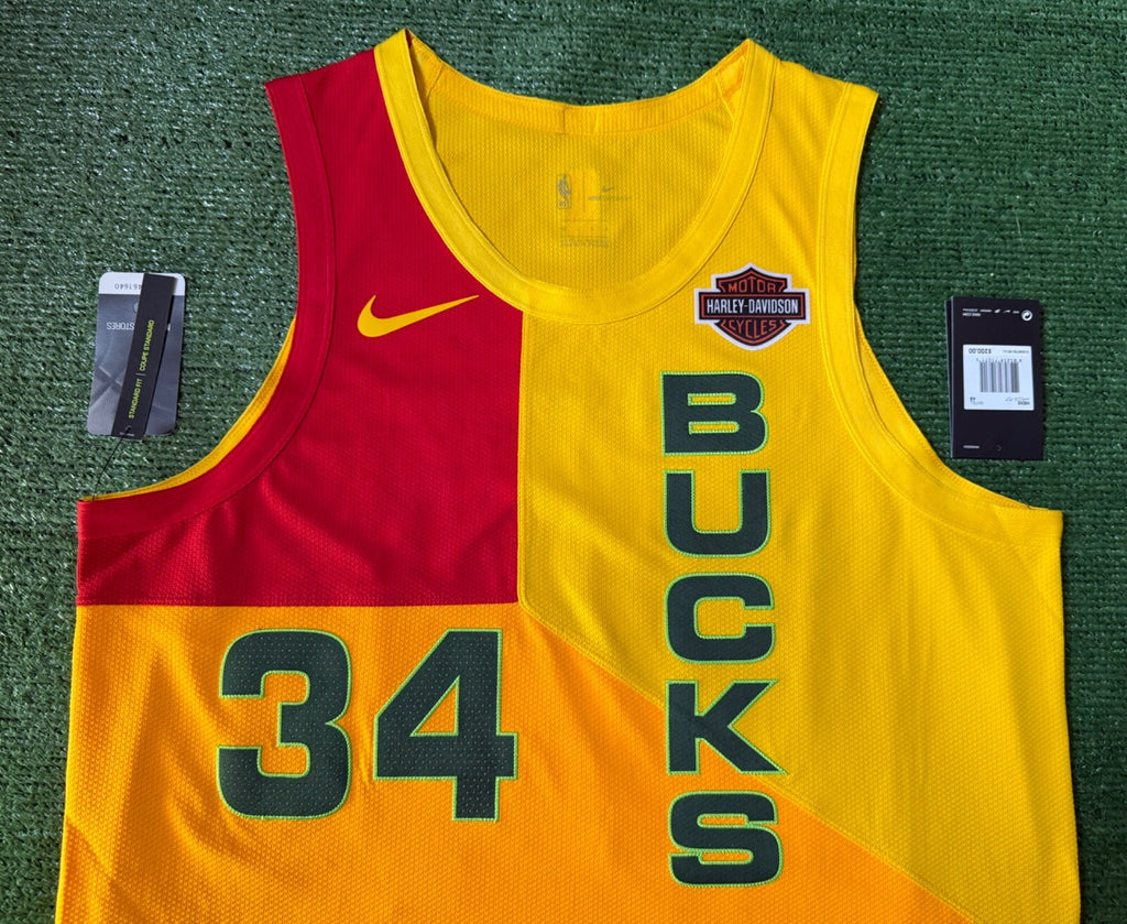 Giannis Antetokounmpo Milwaukee Bucks Jersey Nike VaporKnit Authentic Yellow Size 48 (Large) NBA