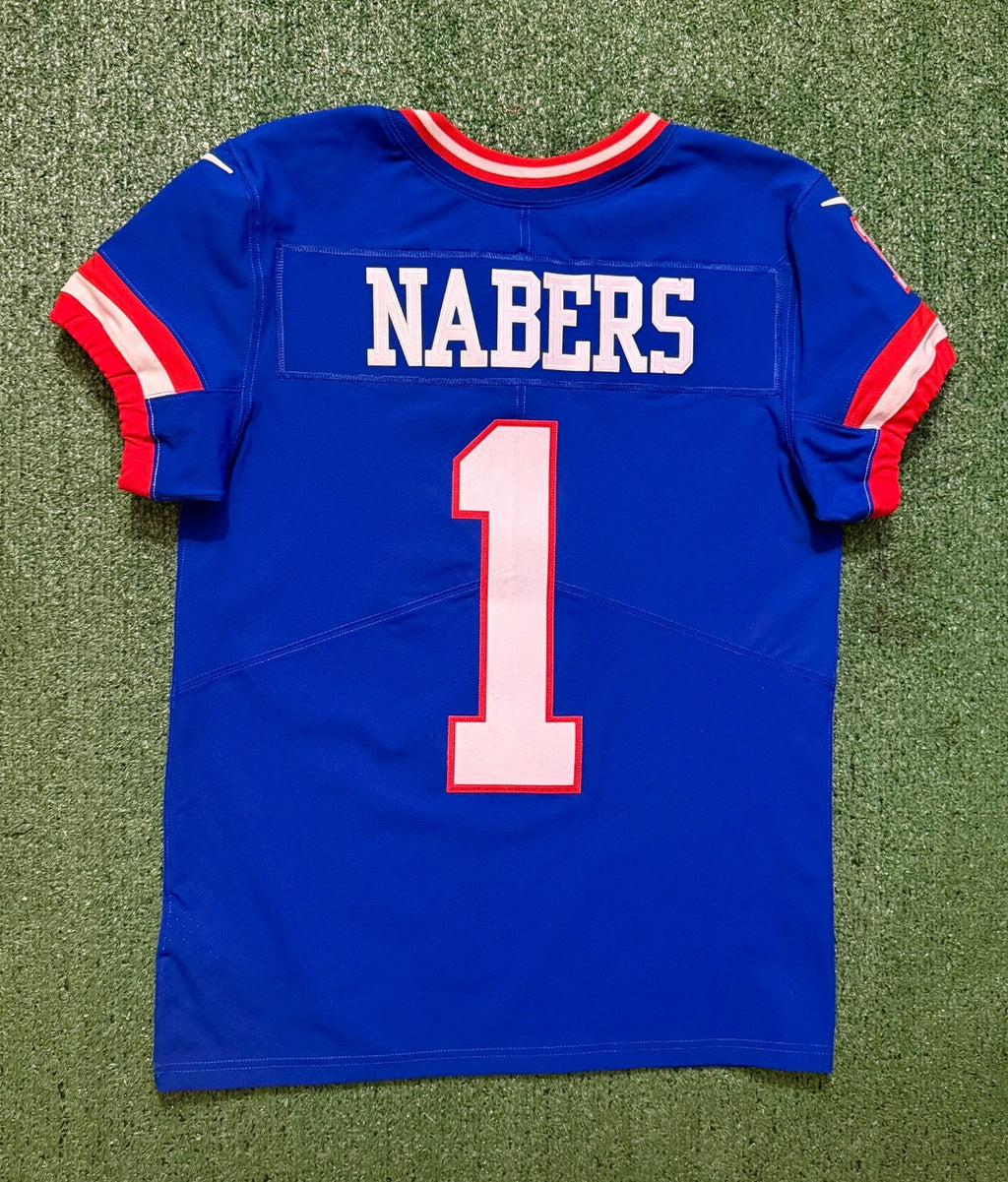 Malik Nabers New York Giants Jersey #1 Nike Vapor Elite Blue Size 40 (Medium) NFL