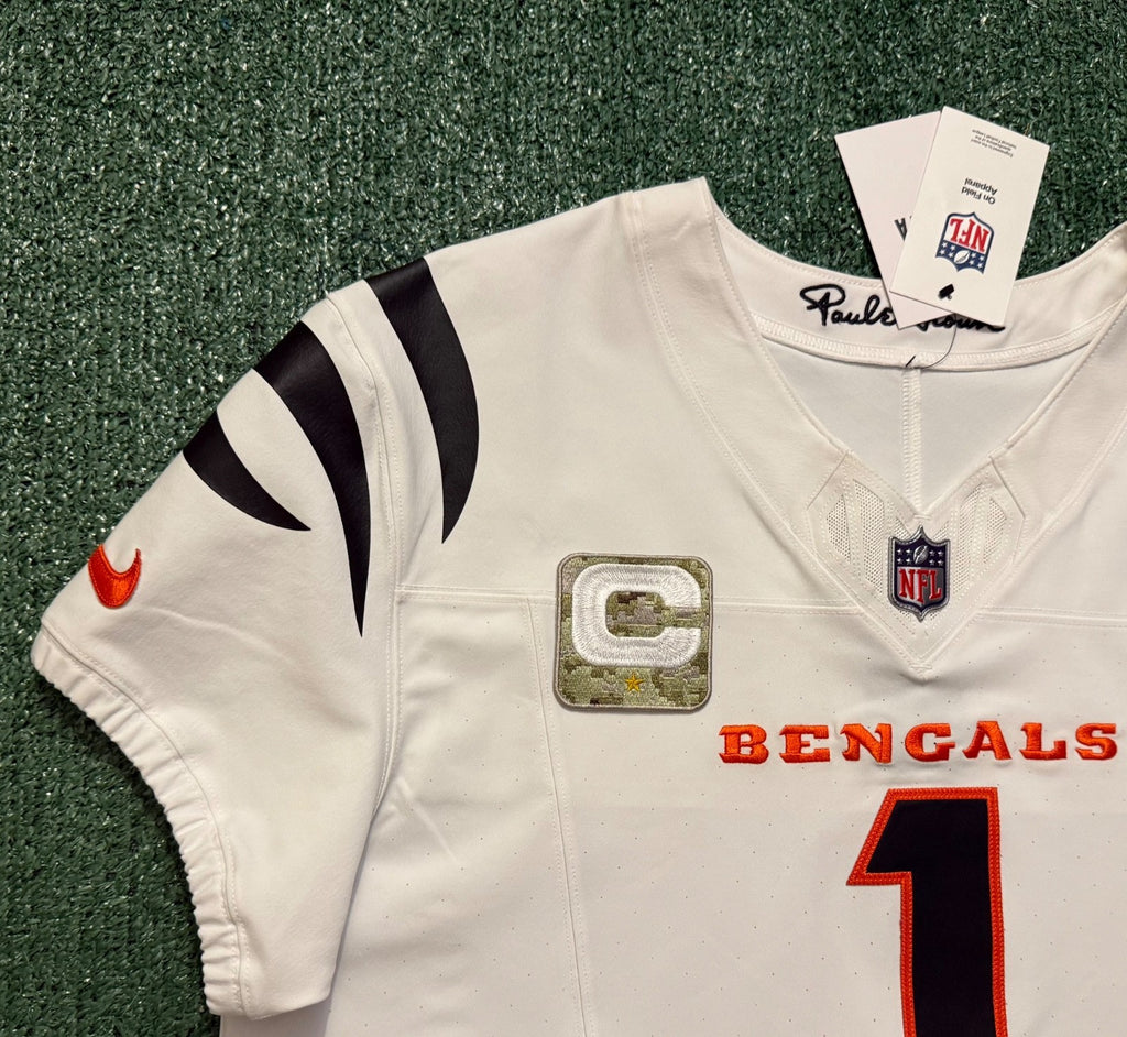 Ja'Marr Chase Cincinnati Bengals Jersey #1 Nike Vapor Fuse Elite White Size 44 (L) NFL