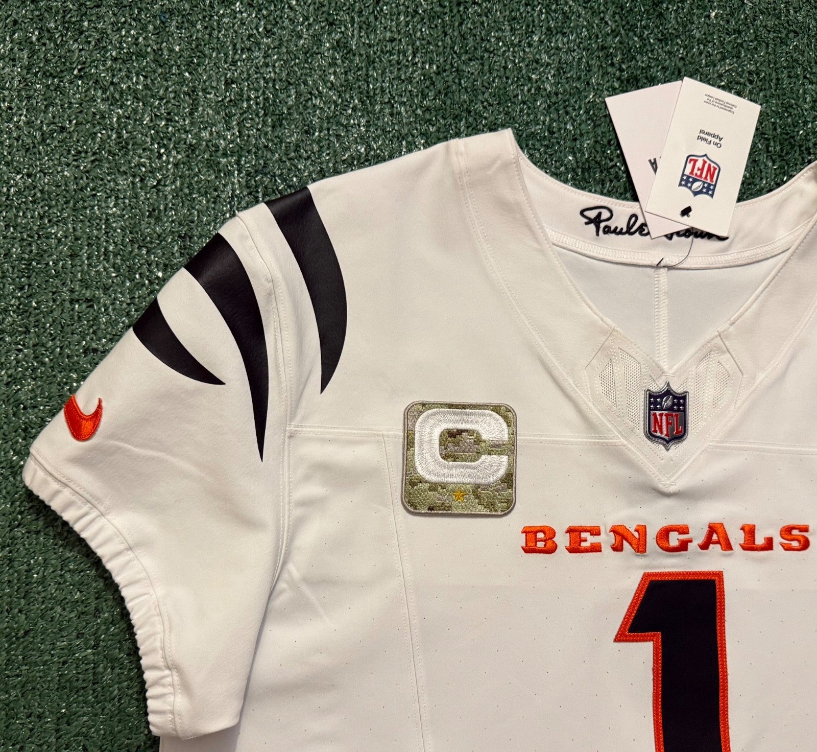 Ja'Marr Chase Cincinnati Bengals Jersey #1 Nike Vapor Fuse Elite White Size 44 (L) NFL
