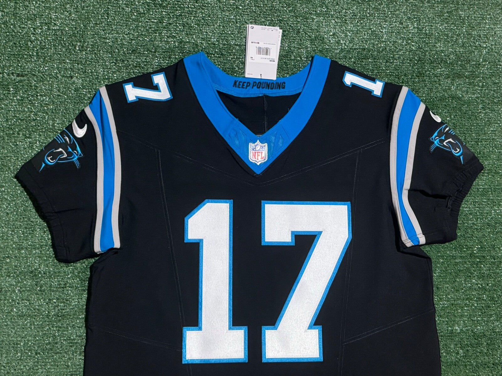 Xavier Legette Carolina Panthers Jersey #17 Nike Vapor FUSE Elite Black Size 44 (Large) NFL