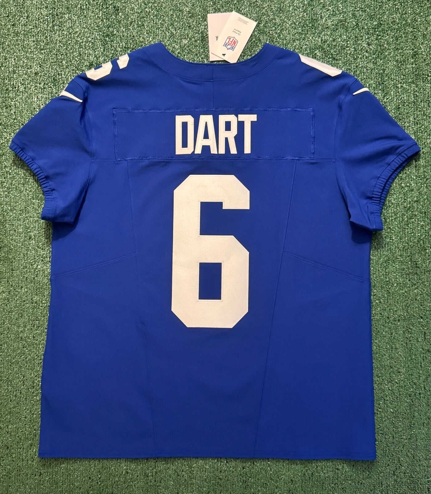 Jaxson Dart New York Giants Jersey #6 Nike Vapor FUSE Elite Blue Size 48 (XL) NFL