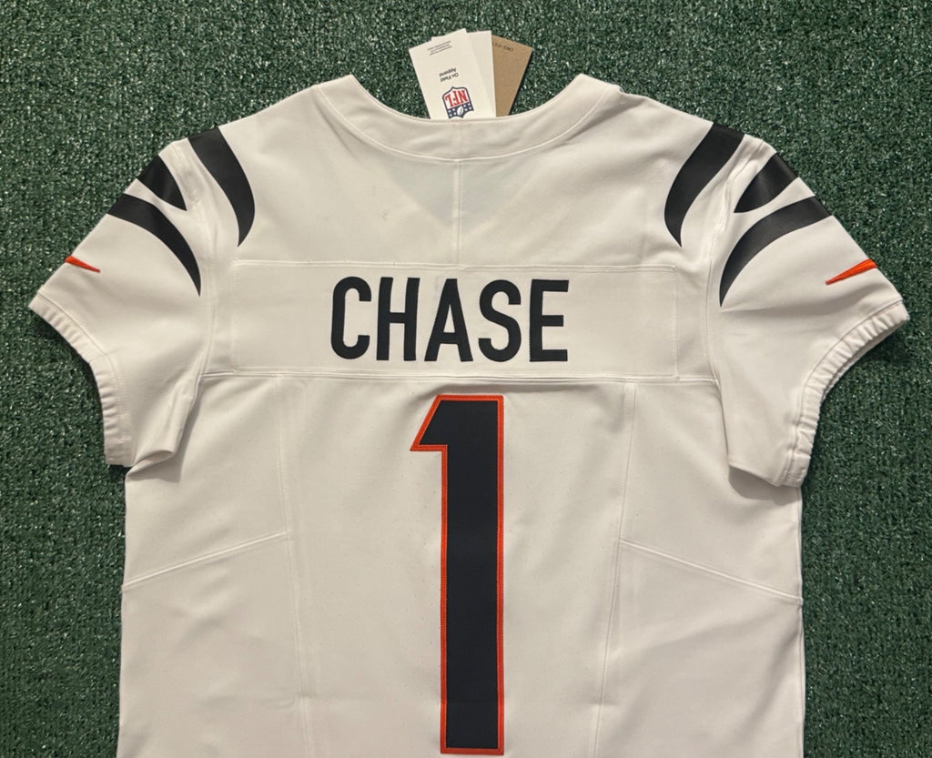 Ja'Marr Chase Cincinnati Bengals Jersey #1 Nike Vapor Fuse Elite White Size 44 (L) NFL