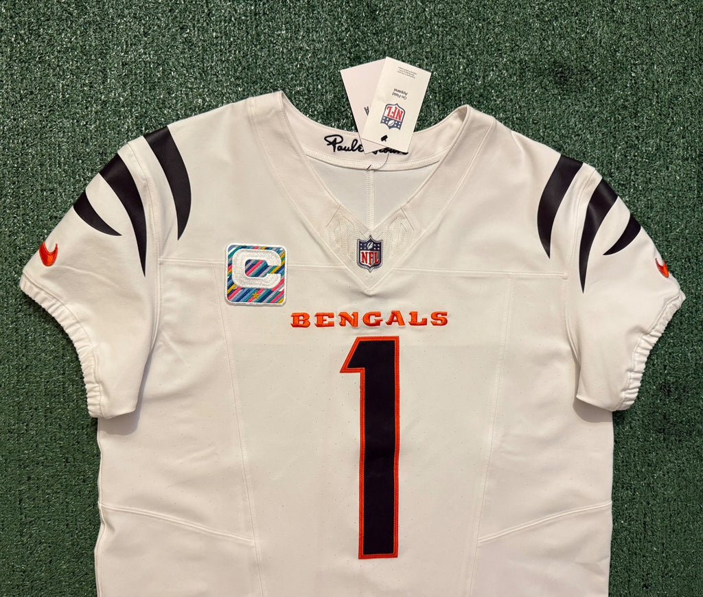 Ja'Marr Chase Cincinnati Bengals Jersey #1 Nike Vapor Fuse Elite White Size 44 (L) NFL