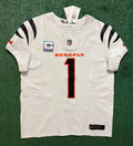 Ja'Marr Chase Cincinnati Bengals Jersey #1 Nike Vapor Fuse Elite White Size 44 (L) NFL