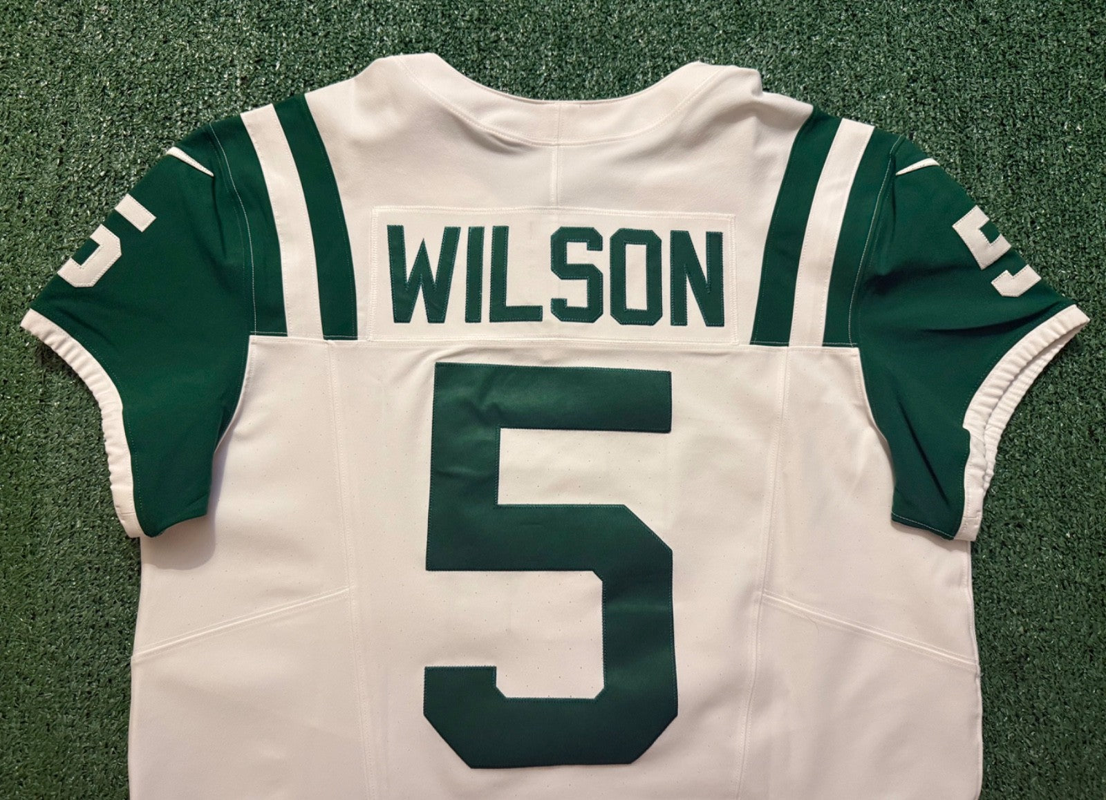 Garrett Wilson New York Jets Jersey #5 Nike Vapor Fuse Elite White Size 44 (L) NFL