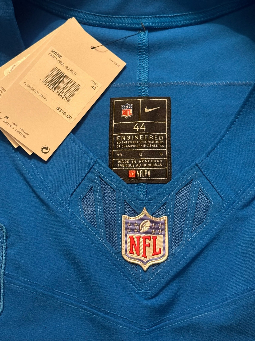 Penei Sewell Detroit Lions Jersey #58 Nike Vapor FUSE Elite Blue 44 (Large) NFL
