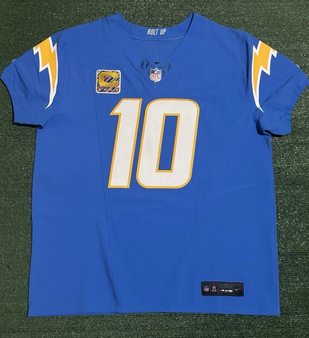 Justin Herbert Los Angeles Chargers Jersey #10 Nike Vapor Fuse Elite Blue Size 48 (XL) NFL
