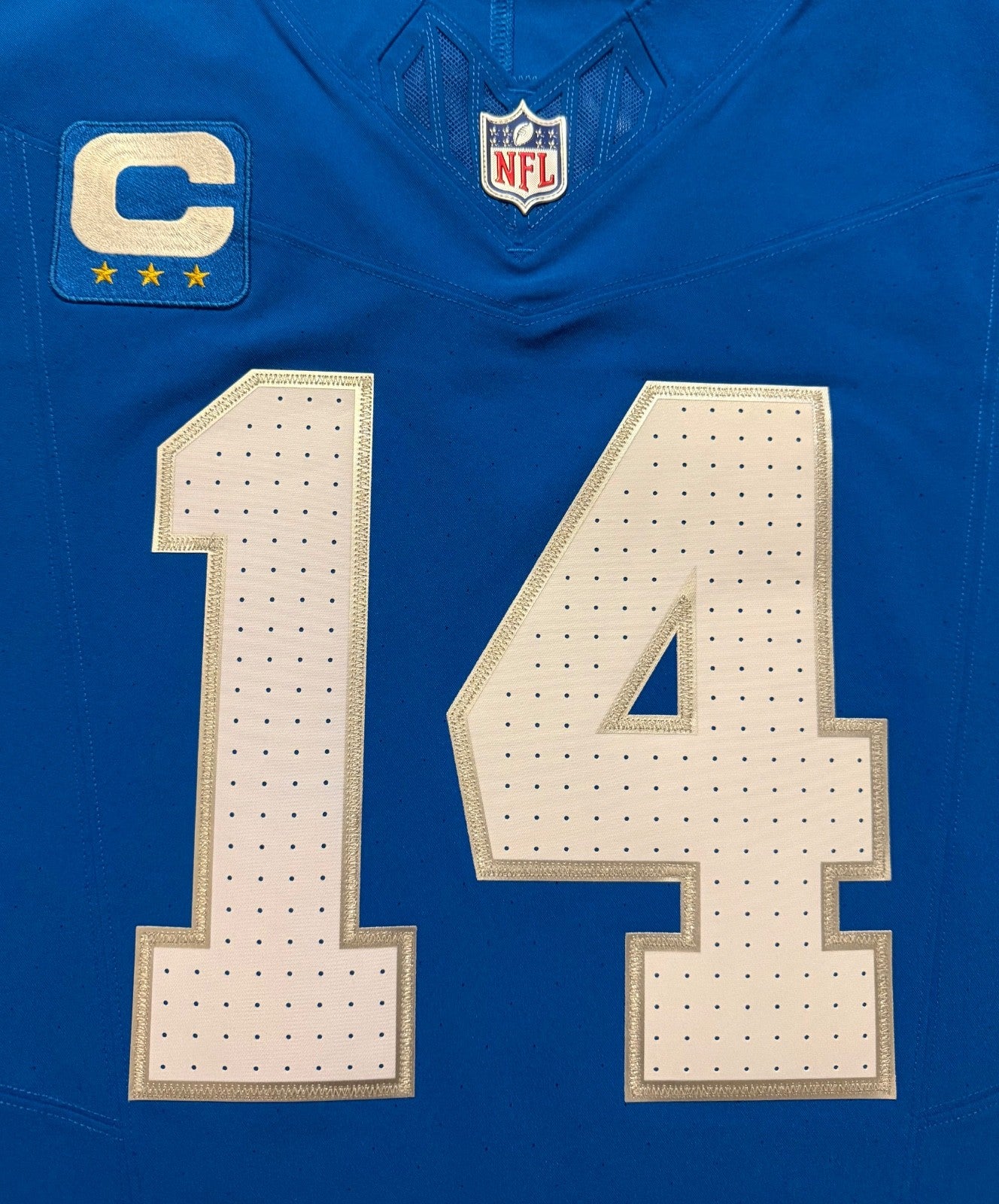 Amon Ra St Brown Detroit Lions Jersey #14 Nike Vapor FUSE Elite Blue Size 44 (Large) NFL