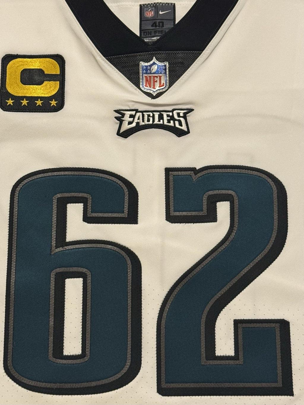 Jason Kelce Philadelphia Eagles Jersey #62 Nike Vapor Elite White Size 40 (Medium) NFL
