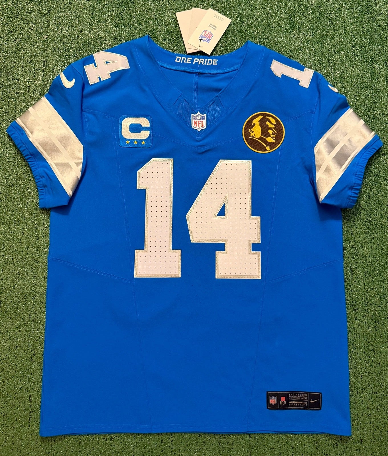Amon Ra St Brown Detroit Lions Jersey #14 Nike Vapor FUSE Elite Blue Size 44 (Large) NFL