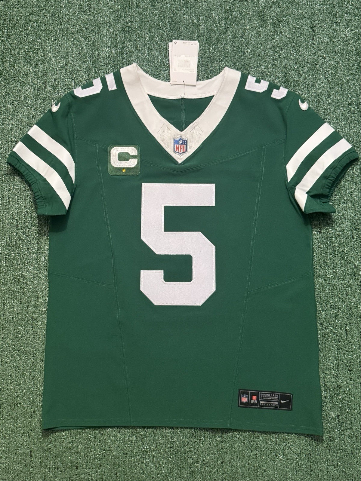 Garrett Wilson New York Jets Jersey #5 Nike Vapor Fuse Elite Green Size 40 (M) NFL