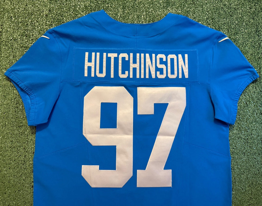 Aidan Hutchinson Detroit Lions Jersey #97 Nike Vapor FUSE Elite Blue size 44 (Large) NFL