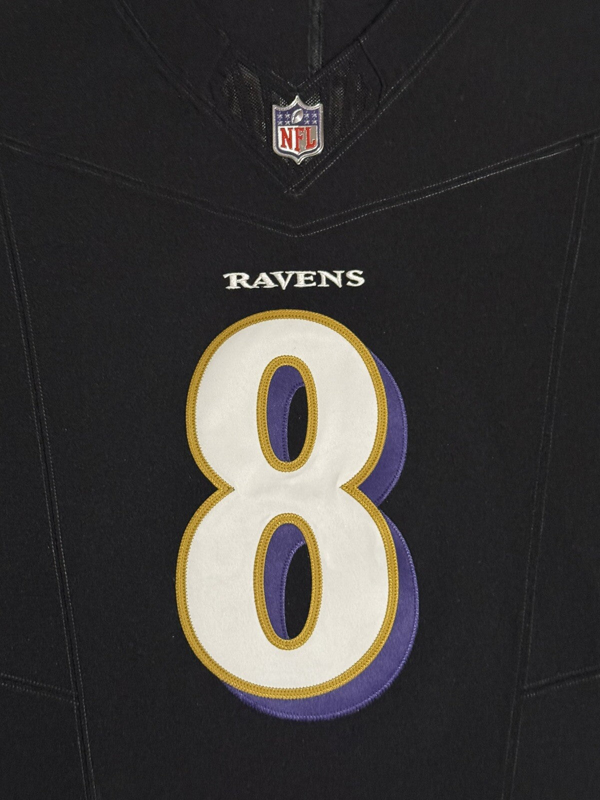 Lamar Jackson Baltimore Ravens Jersey #8 Nike Vapor FUSE Elite Black Size 44 (L) NFL