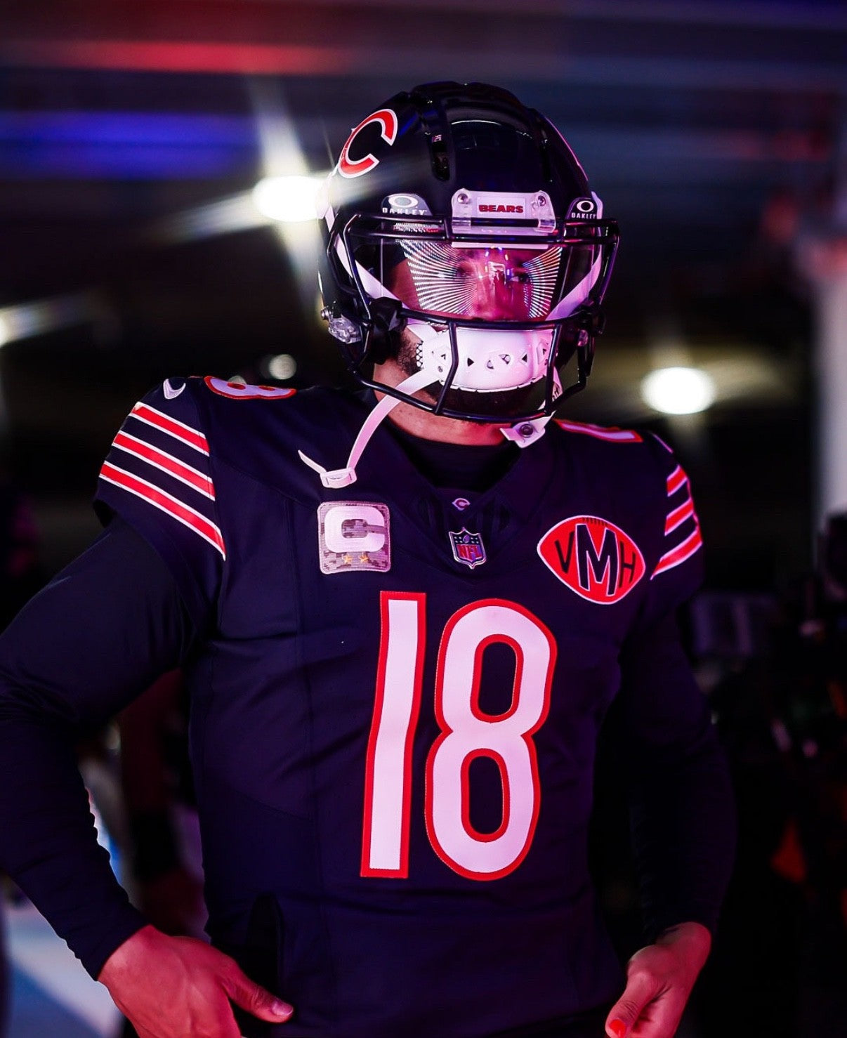 Caleb Williams Chicago Bears Jersey #18 Nike Vapor FUSE Elite Navy Size 40 (Medium) NFL