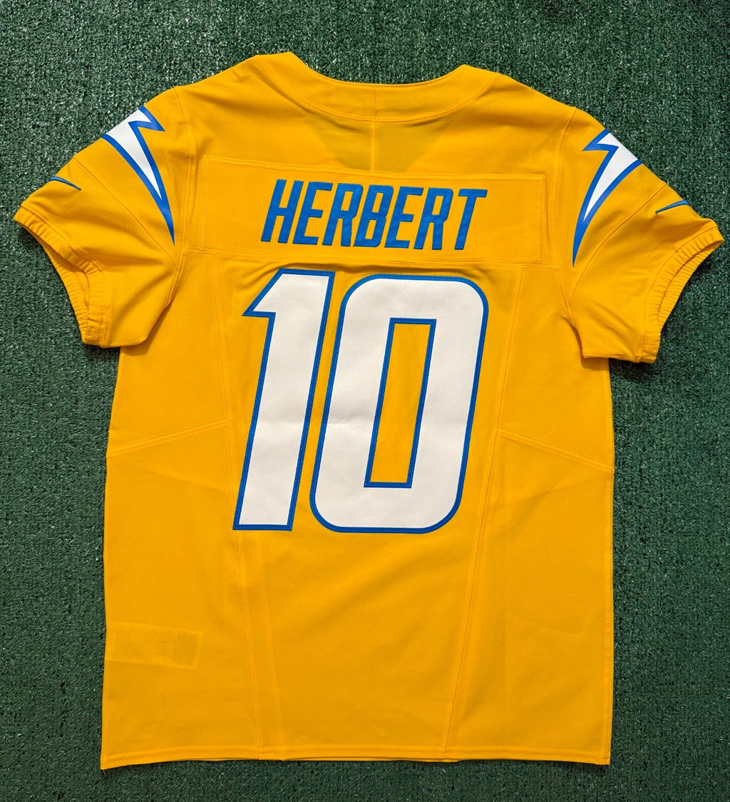 Justin Herbert Los Angeles Chargers Jersey #10 Nike Vapor Fuse Elite Gold Size 40 (M) NFL