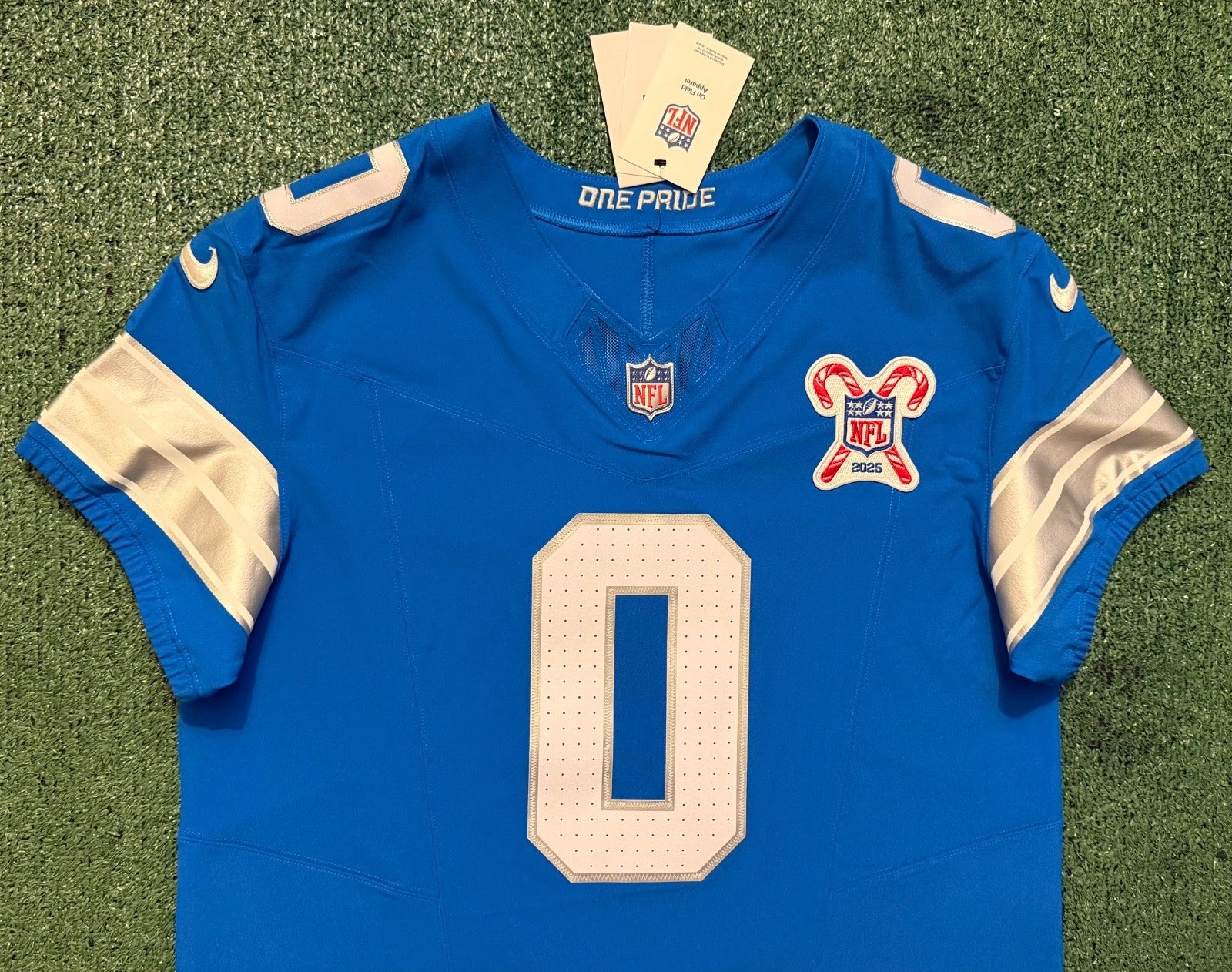 Jahmyr Gibbs Detroit Lions Jersey #0 Nike Vapor FUSE Elite Blue Size 44 (Large) NFL