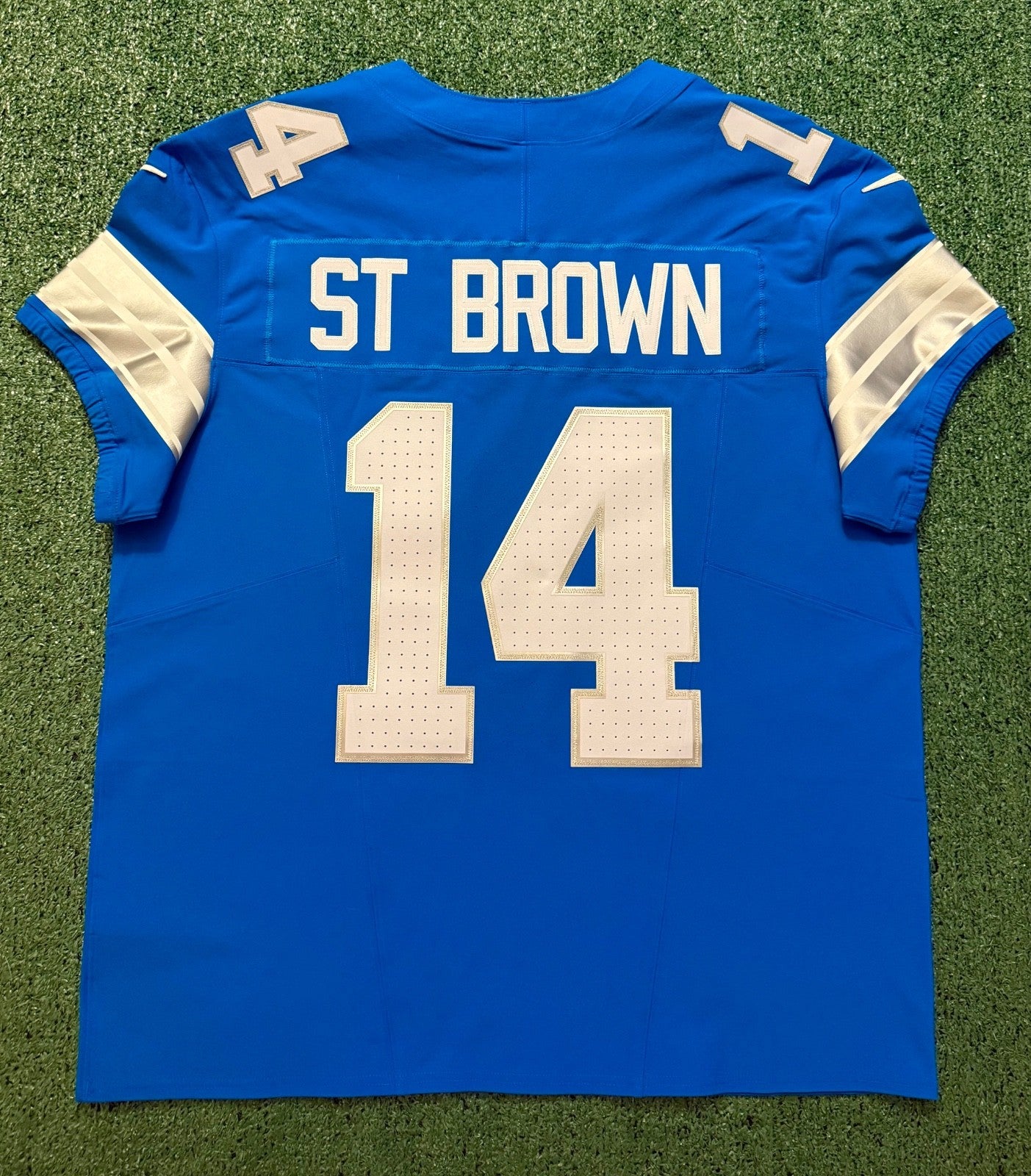 Amon Ra St Brown Detroit Lions Jersey #14 Nike Vapor FUSE Elite Blue Size 48 (XL) NFL