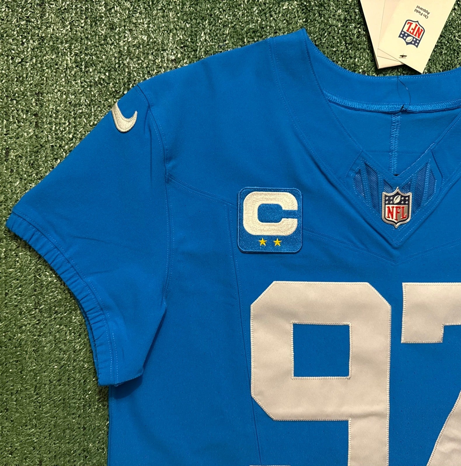 Aidan Hutchinson Detroit Lions Jersey #97 Nike Vapor FUSE Elite Blue size 44 (Large) NFL