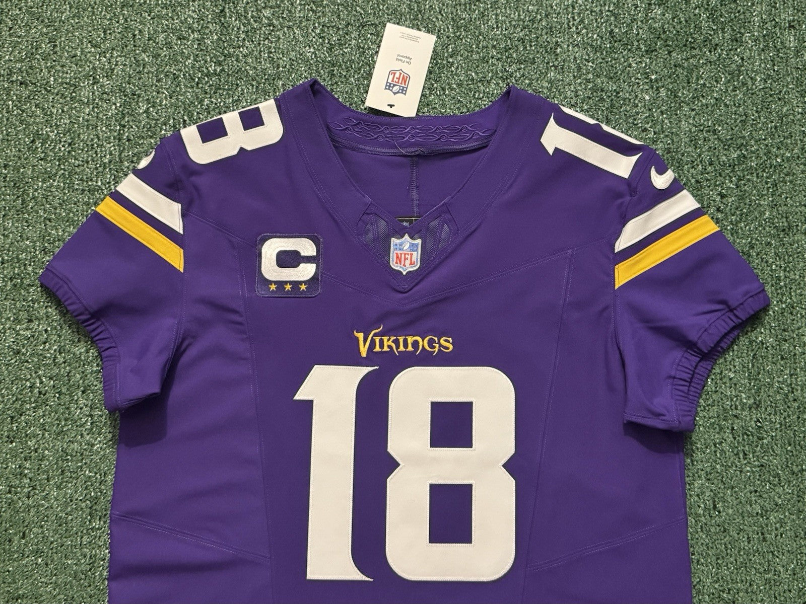 Justin Jefferson Minnesota Vikings Jersey #18 Nike Vapor FUSE Elite Purple Size 44 (Large) NFL
