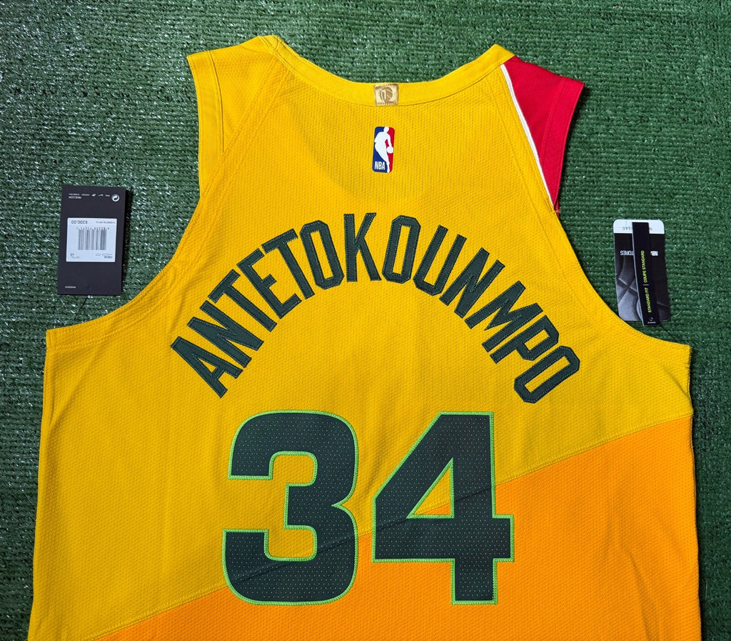 Giannis Antetokounmpo Milwaukee Bucks Jersey Nike VaporKnit Authentic Yellow Size 48 (Large) NBA