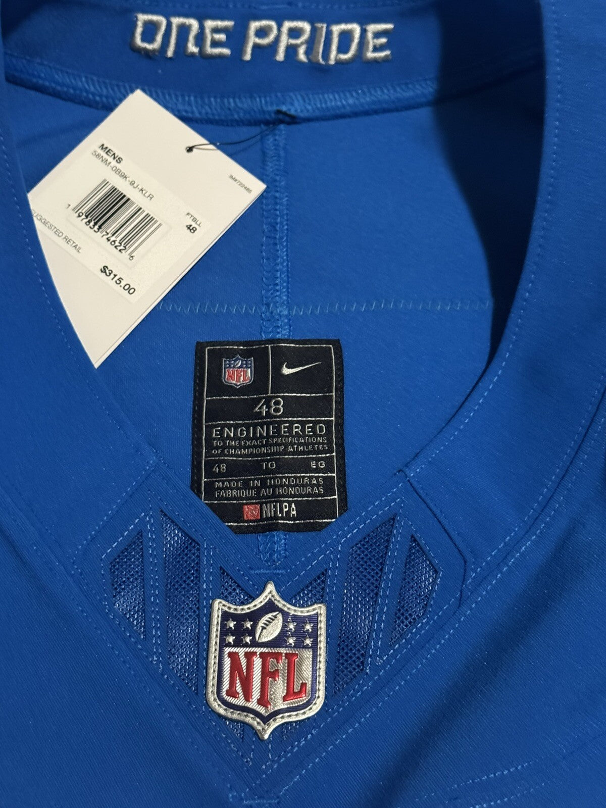 Penei Sewell Detroit Lions Jersey #58 Nike Vapor FUSE Elite Blue 48 (XL) NFL
