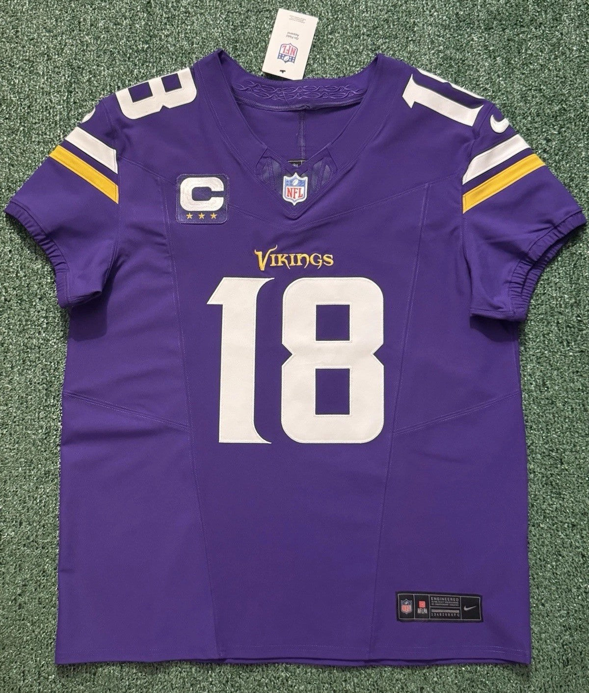 Justin Jefferson Minnesota Vikings Jersey #18 Nike Vapor FUSE Elite Purple Size 44 (Large) NFL