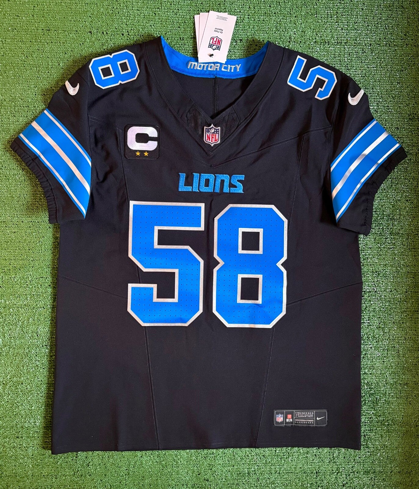 Penei Sewell Detroit Lions Jersey #58 Nike Vapor FUSE Elite Black 44 (Large) NFL