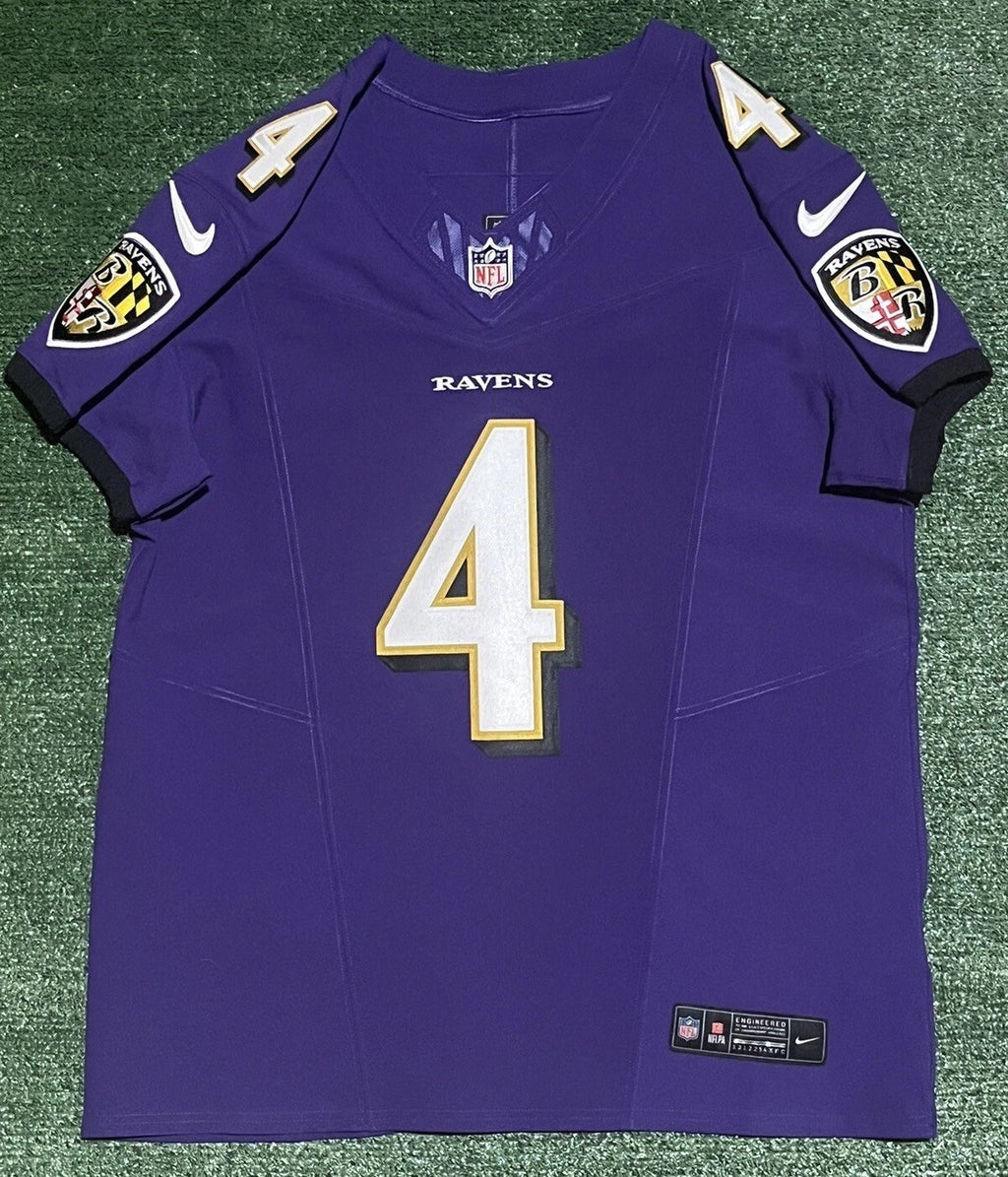 Zay Flowers Baltimore Ravens Jersey #4 Nike Vapor FUSE Elite Purple Size 44 (L) NFL