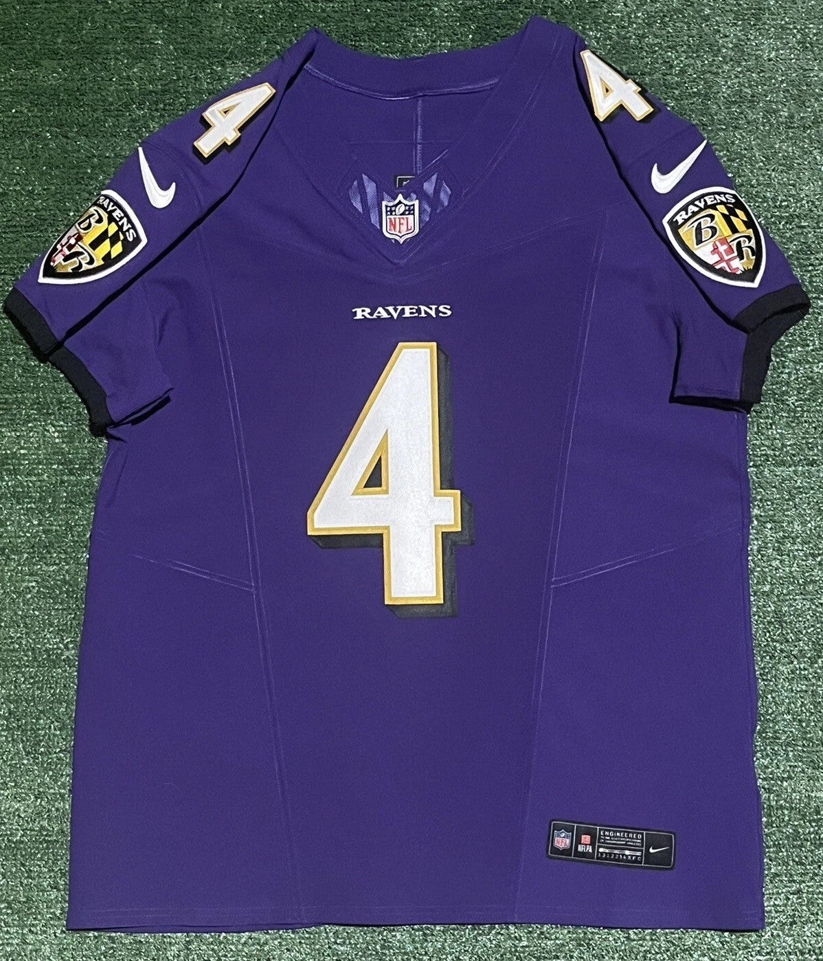 Zay Flowers Baltimore Ravens Jersey #4 Nike Vapor FUSE Elite Purple Size 44 (L) NFL