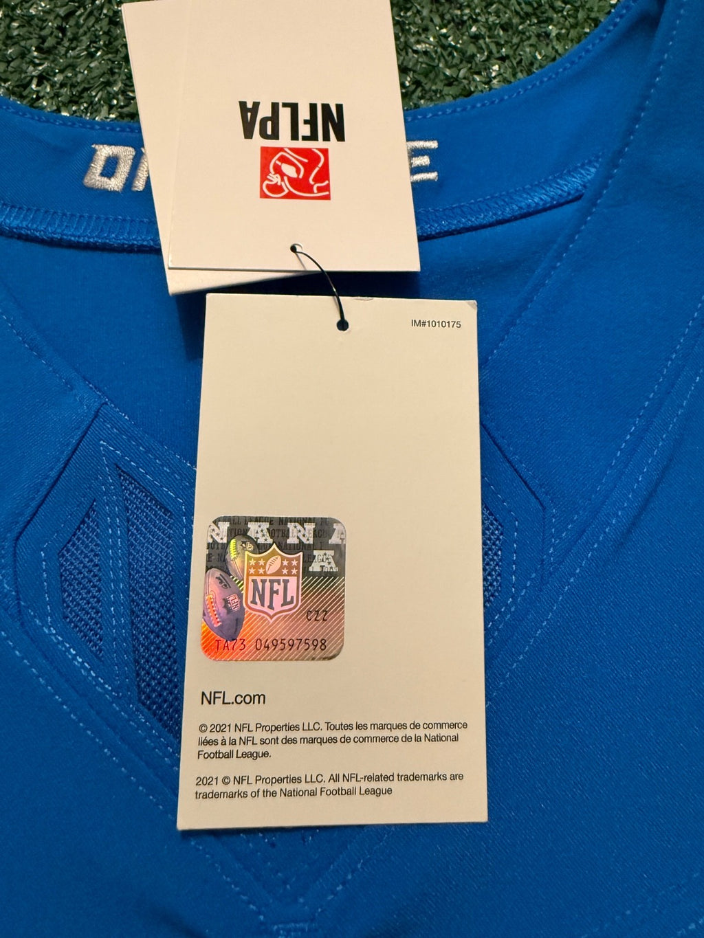 Amon Ra St Brown Detroit Lions Jersey #14 Nike Vapor FUSE Elite Blue Size 44 (Large) NFL