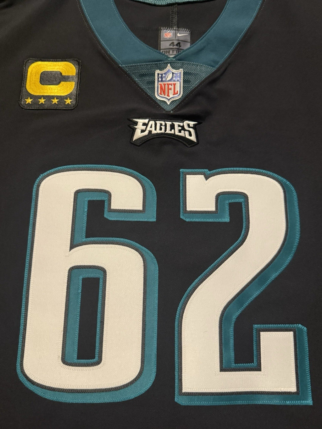 Jason Kelce Philadelphia Eagles Jersey #62 Nike Vapor Elite Black size 44 (Large) NFL