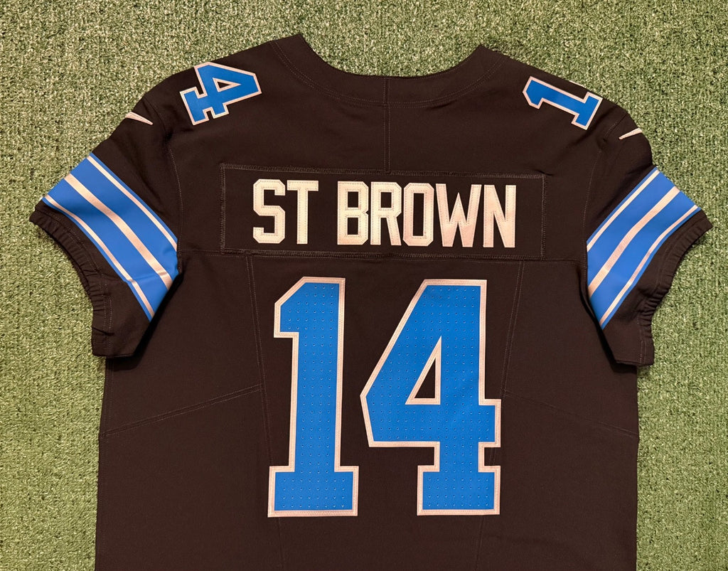 Amon Ra St Brown Detroit Lions Jersey #14 Nike Vapor FUSE Elite Black Size 48 (XL) NFL