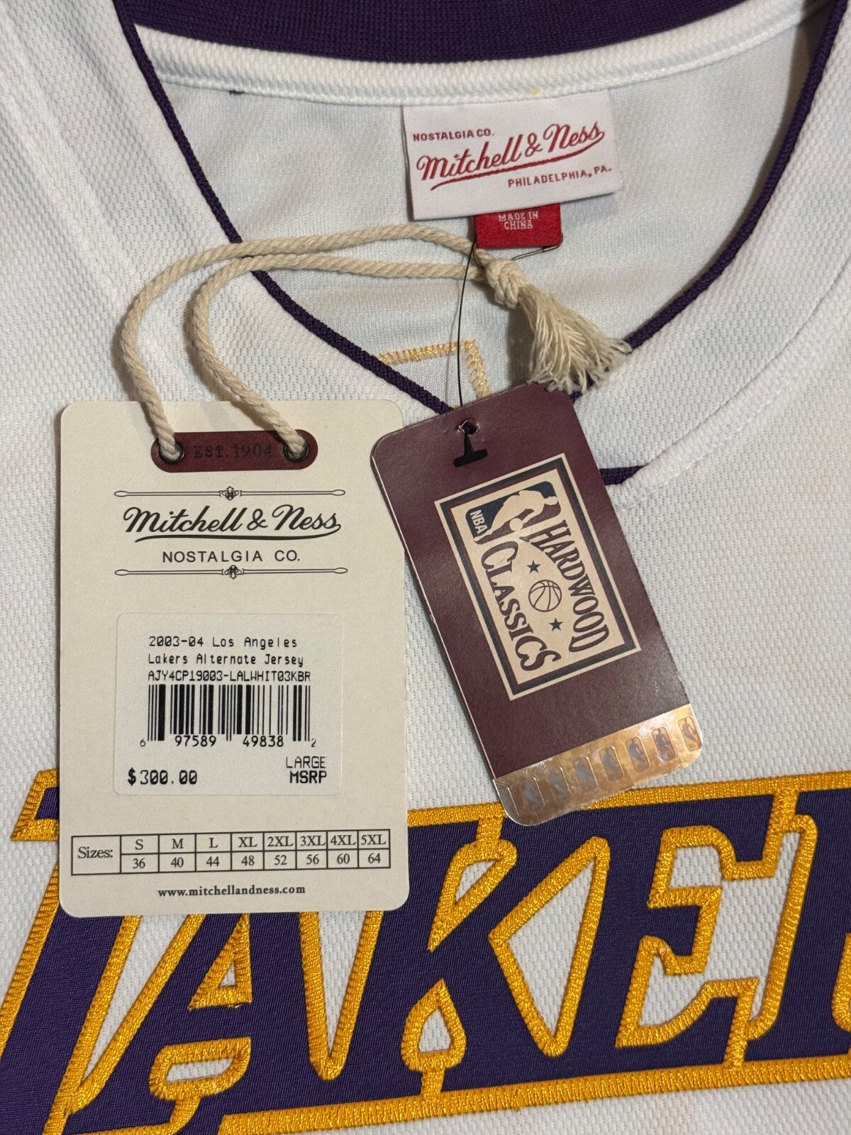 Kobe Bryant Los Angeles Lakers Jersey #24 Mitchell & Ness Authentic White Size 44 (L) NBA
