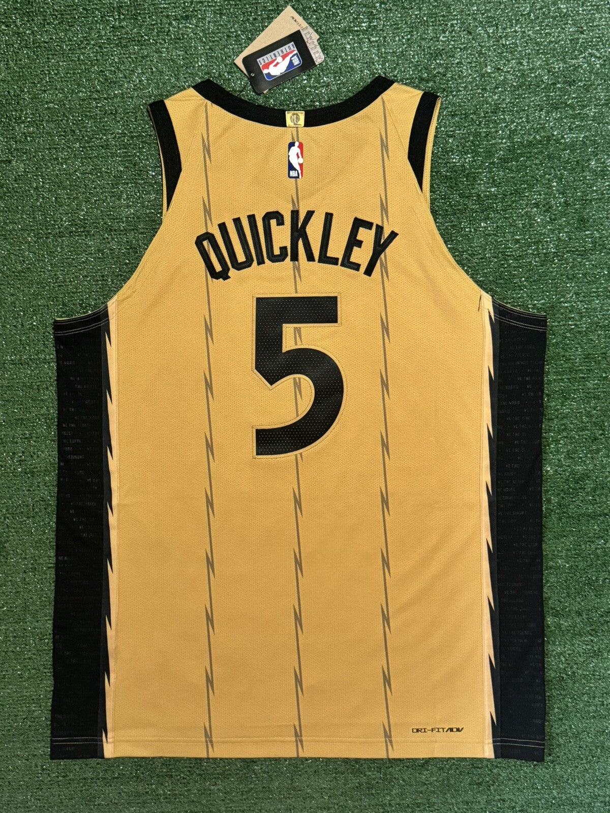 Immanuel Quickley Toronto Raptors Jersey #5 Nike ADV Authentic Gold Size 52 (XL) NBA