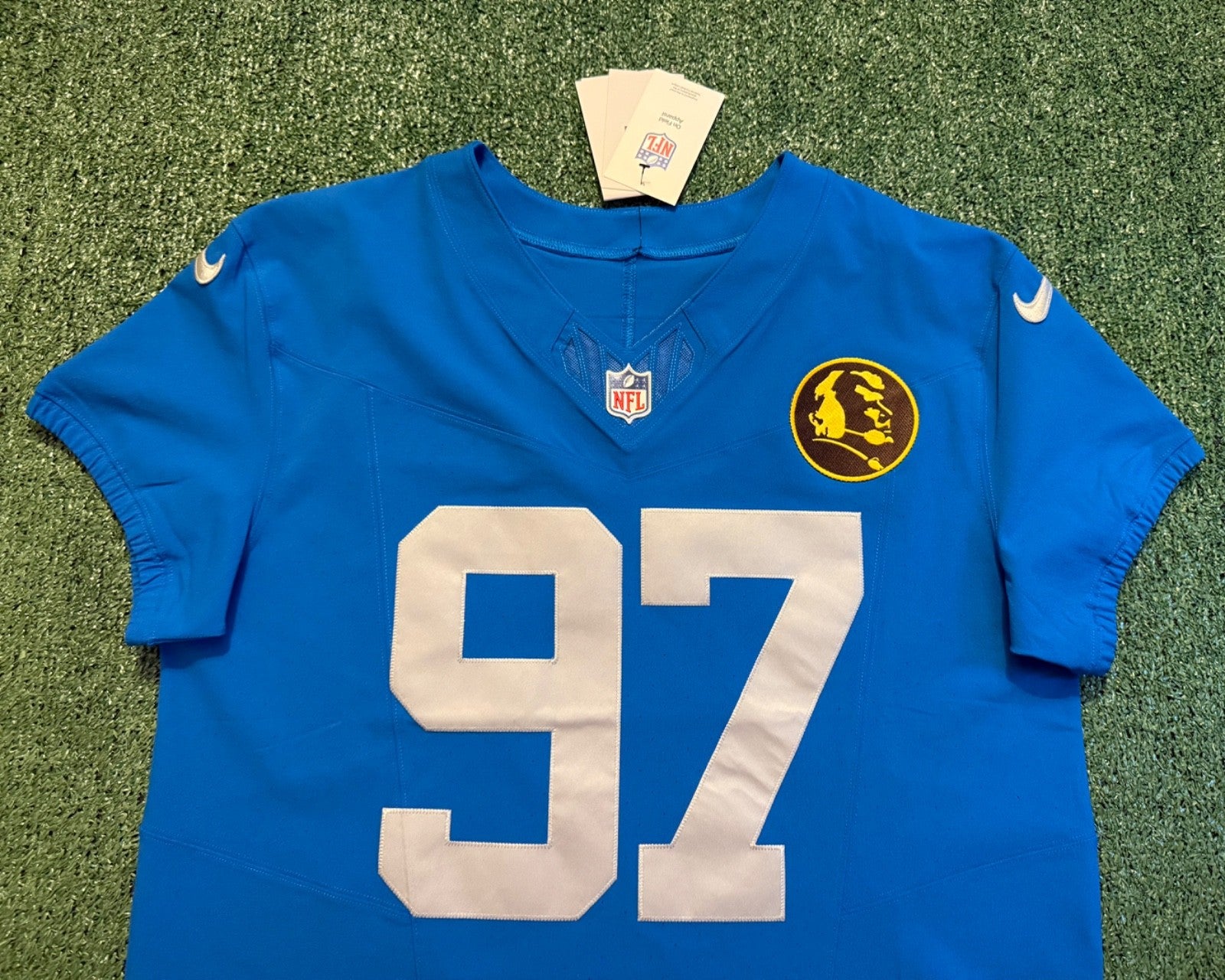Aidan Hutchinson Detroit Lions Jersey #97 Nike Vapor FUSE Elite Blue size 44 (Large) NFL