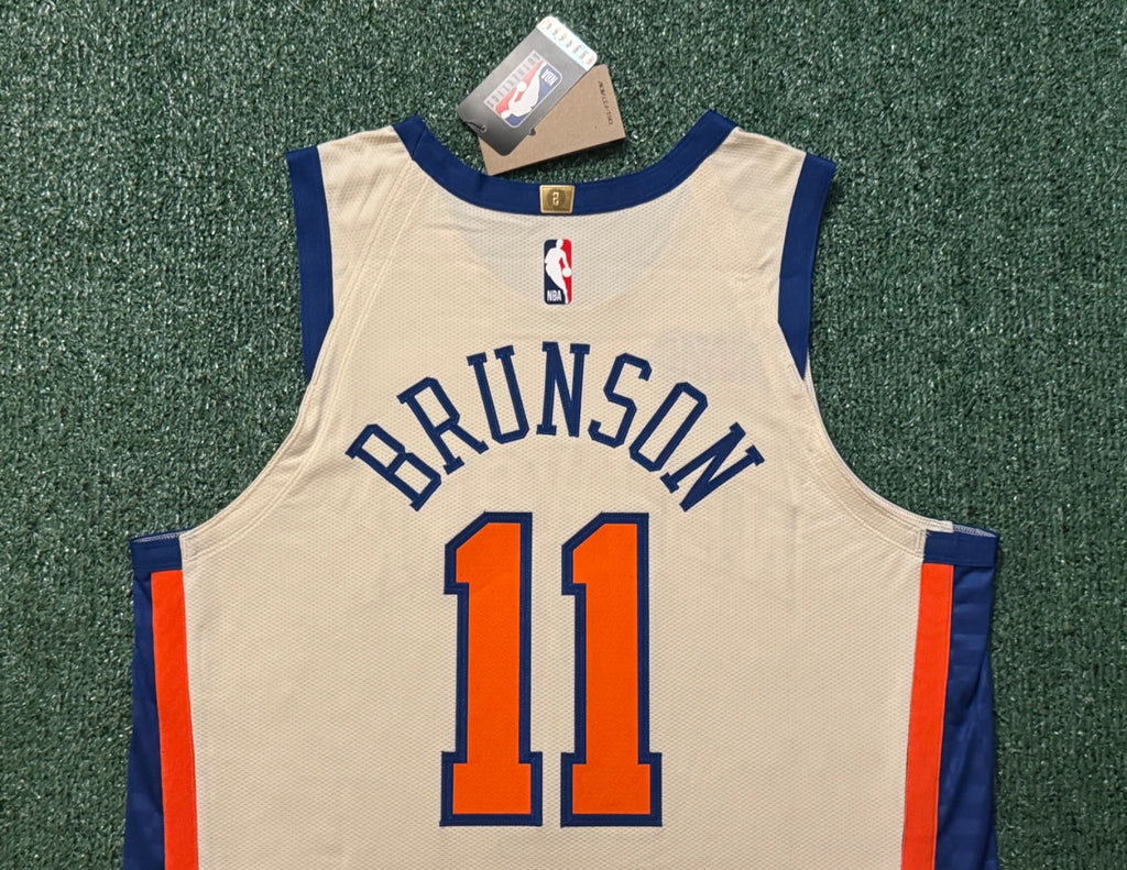 Jalen Brunson New York Knicks Jersey #11 Nike ADV Authentic Cream Size 48 (L) NBA