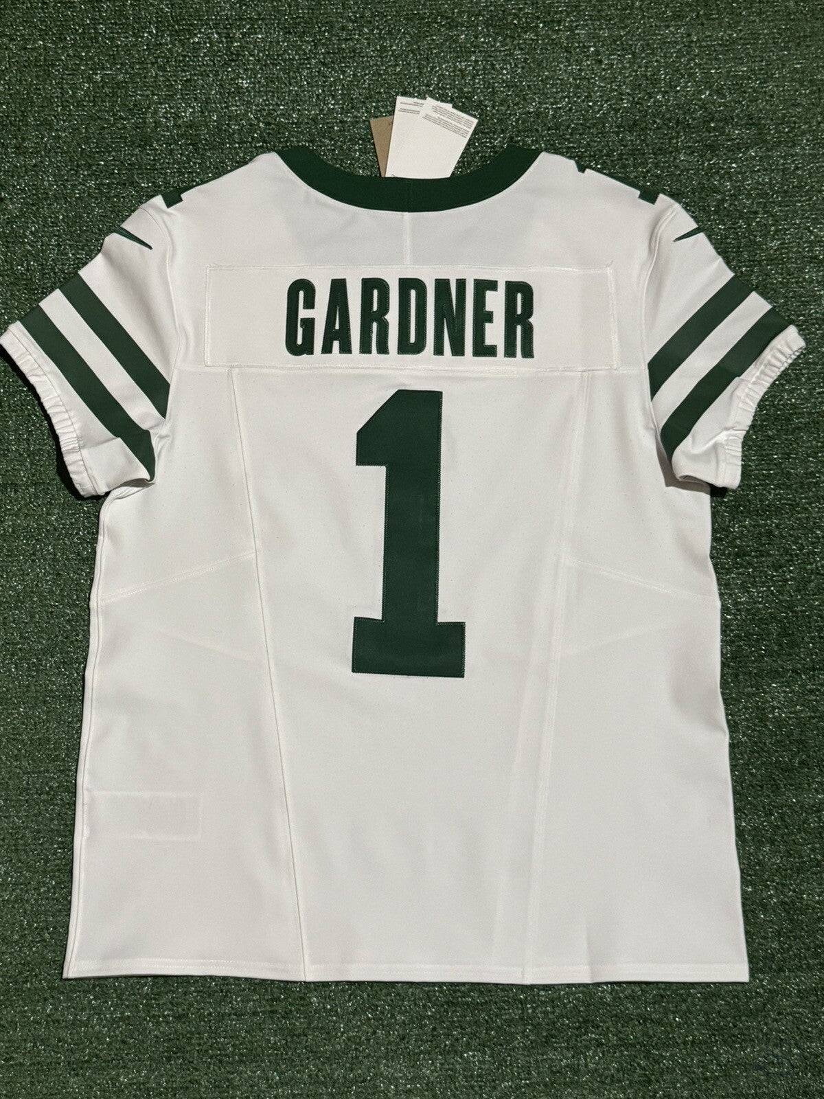 Sauce Gardner New York Jets Jersey #1 Nike Vapor Fuse Elite White Size 44 (L) NFL