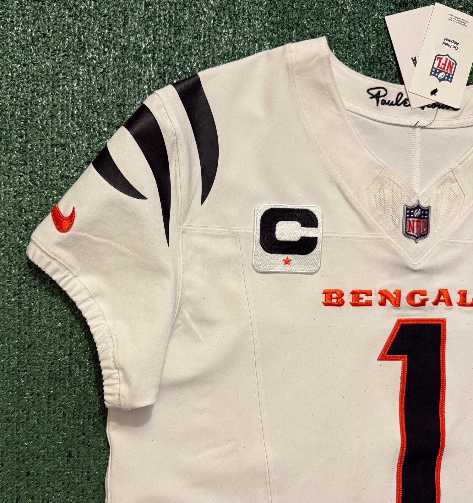 Ja'Marr Chase Cincinnati Bengals Jersey #1 Nike Vapor Fuse Elite White Size 44 (L) NFL