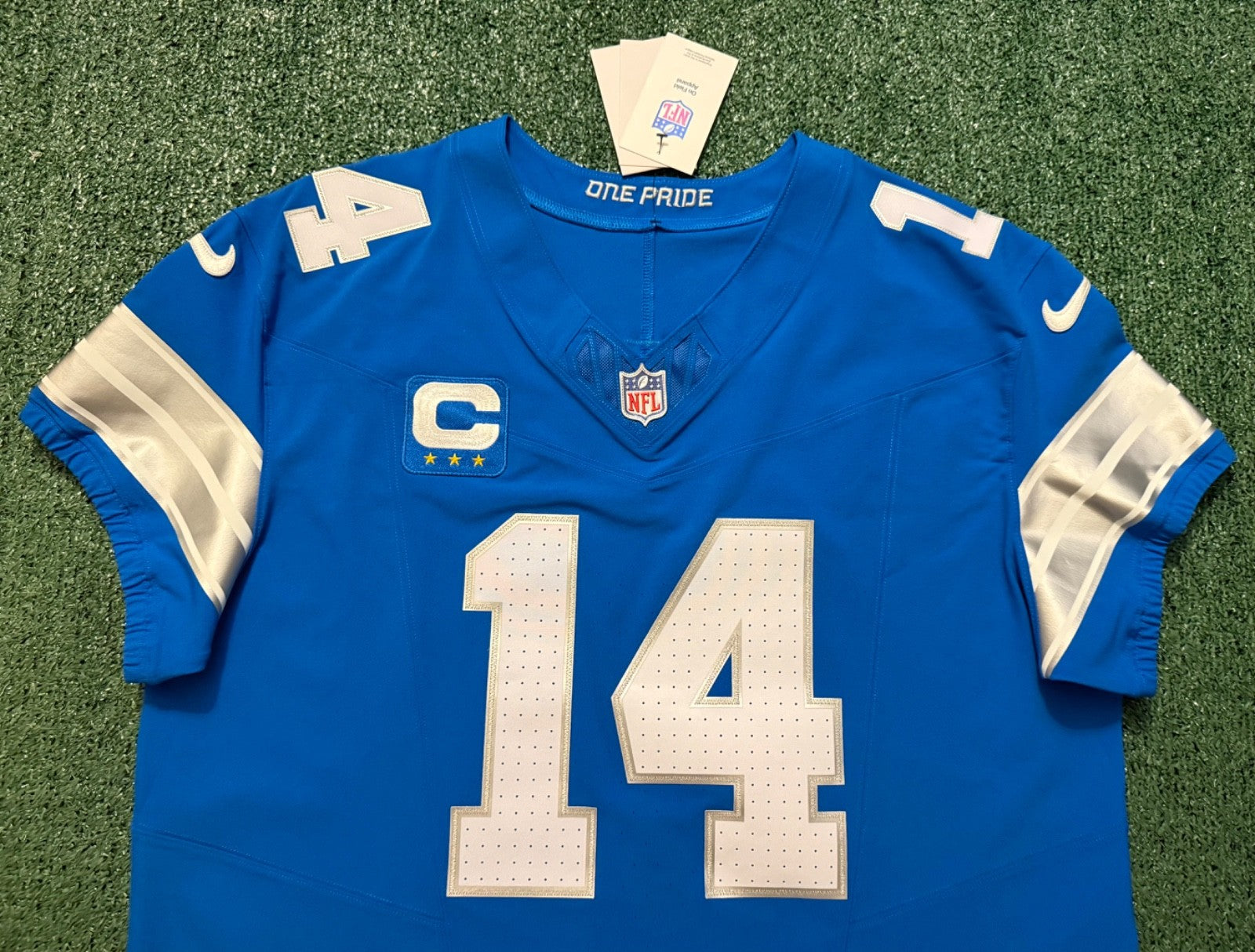 Amon Ra St Brown Detroit Lions Jersey #14 Nike Vapor FUSE Elite Blue Size 48 (XL) NFL