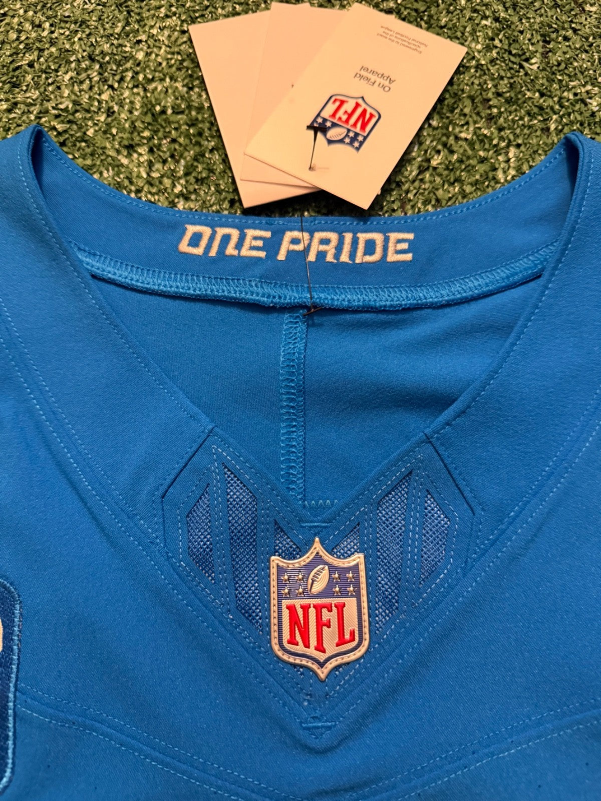 Amon Ra St Brown Detroit Lions Jersey #14 Nike Vapor FUSE Elite Blue Size 44 (Large) NFL