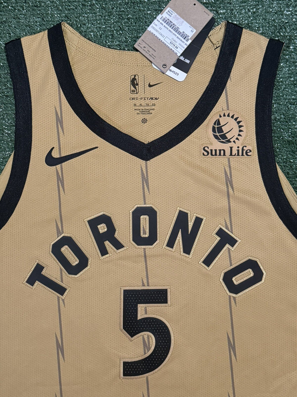 Immanuel Quickley Toronto Raptors Jersey #5 Nike ADV Authentic Gold Size 52 (XL) NBA