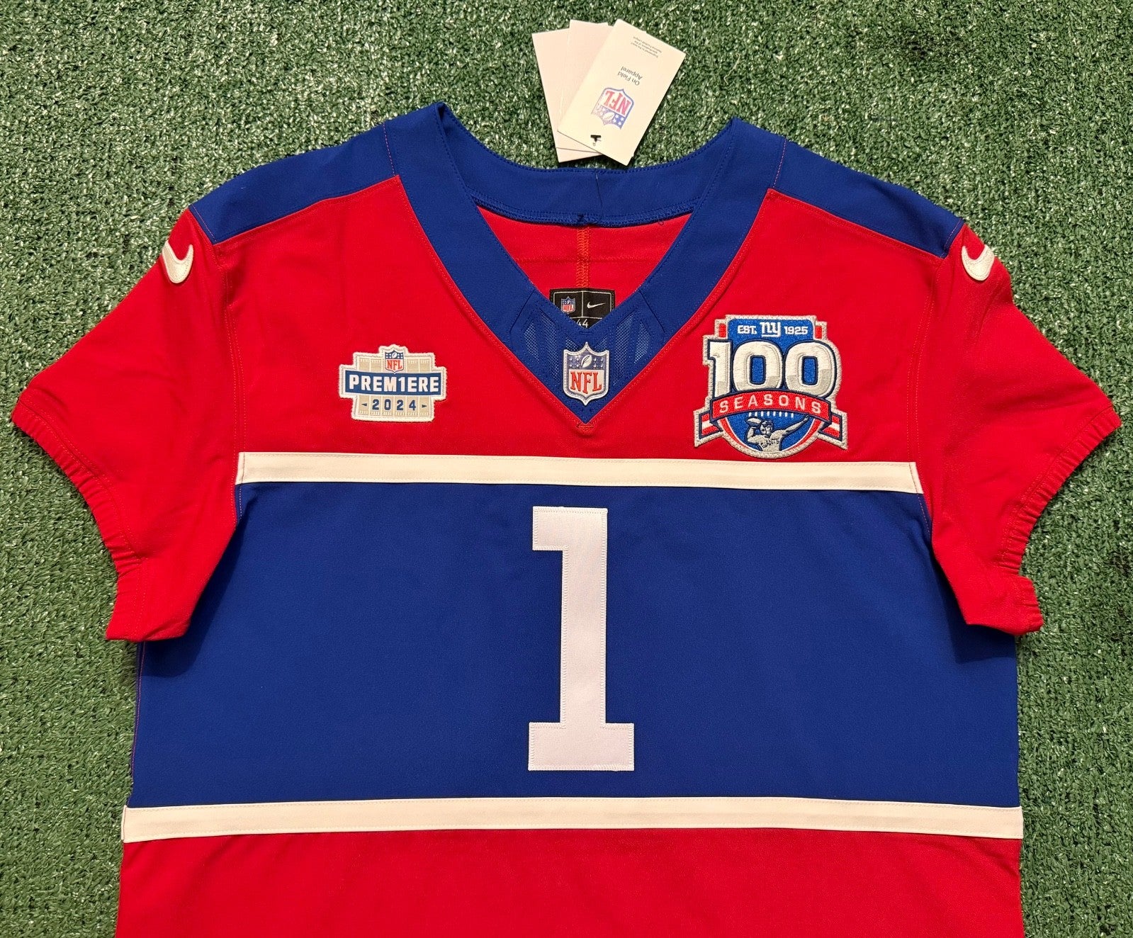 Malik Nabers New York Giants Jersey #1 Nike Vapor FUSE Elite red Size 44 (Large) NFL