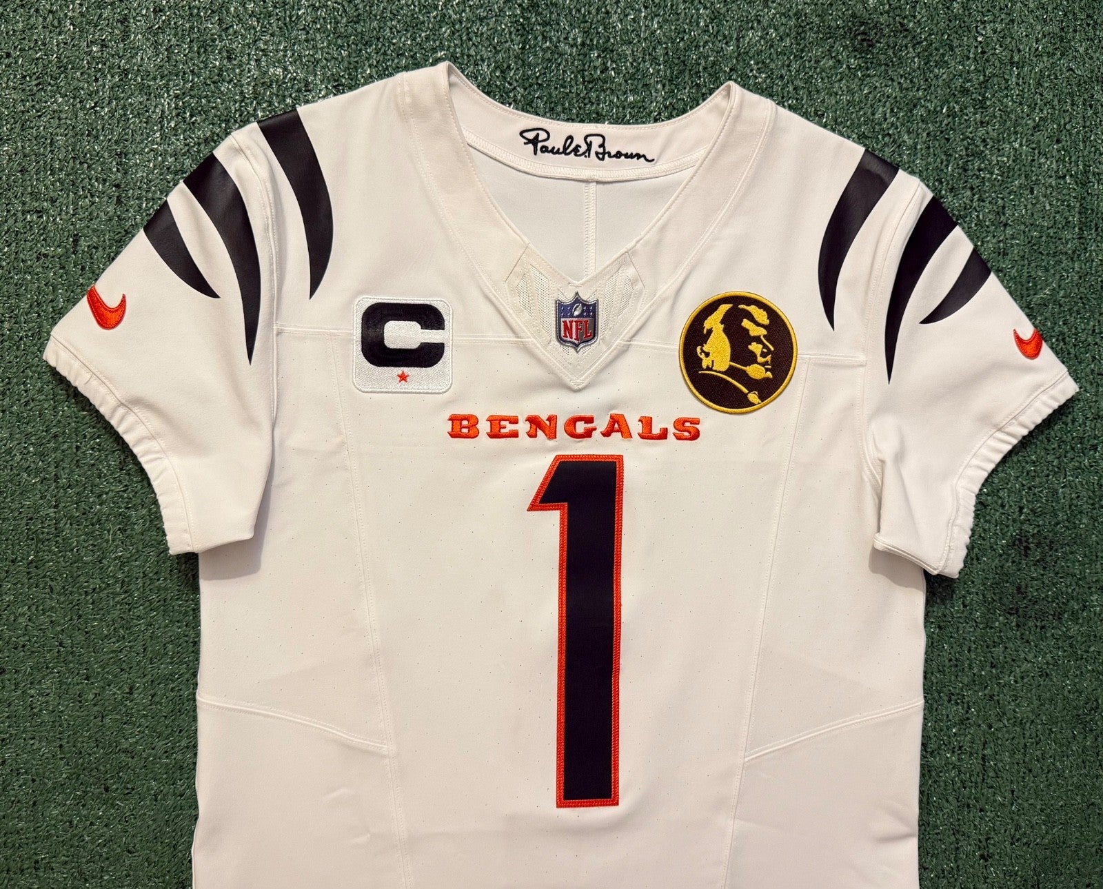 Ja'Marr Chase Cincinnati Bengals Jersey #1 Nike Vapor Fuse Elite White Size 40 (M) NFL