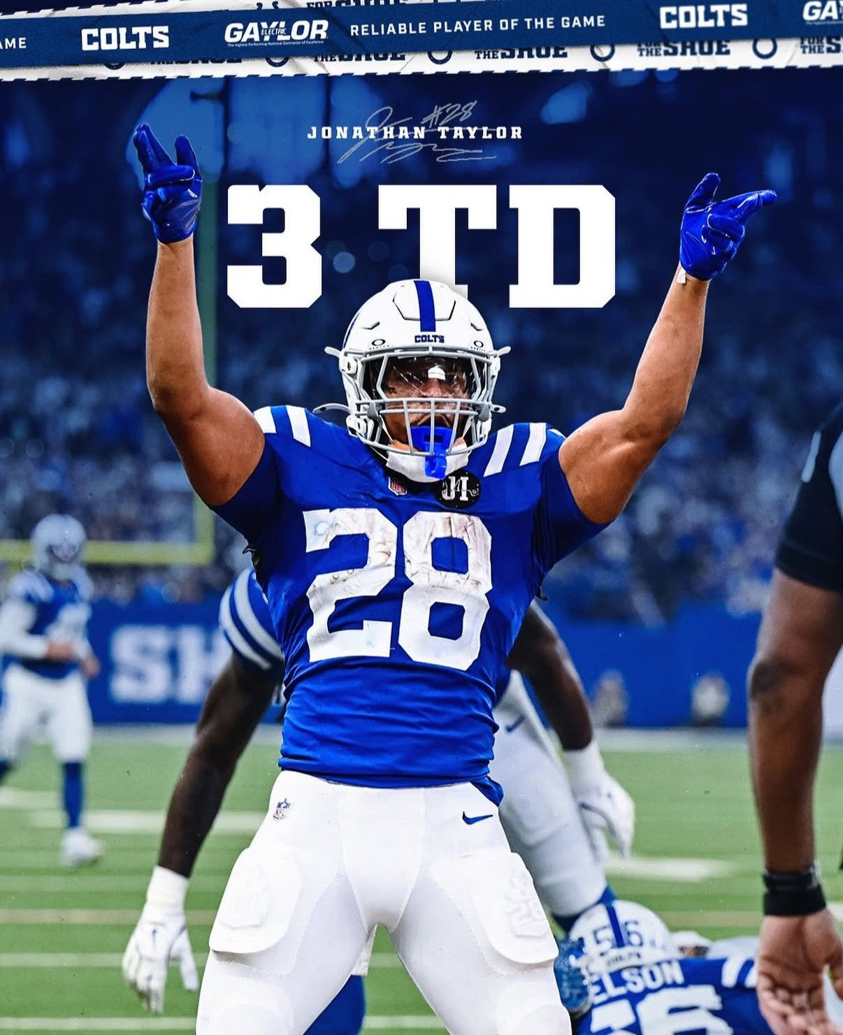 Jonathan Taylor Indianapolis Colts Jersey #28 Nike Vapor Fuse Elite Blue Size 44 (L) NFL